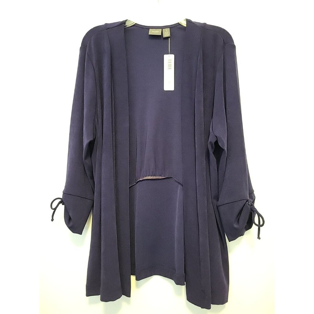 Chico's 3 Travelers Cut Out Blouse and Jacket 2 Piece Plum Purple XL NWT - Picture 8 of 14